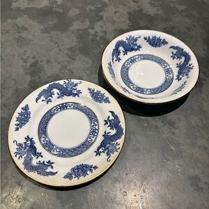 Hammersley Blue Dragon Demitasse Saucer and Small Bowl